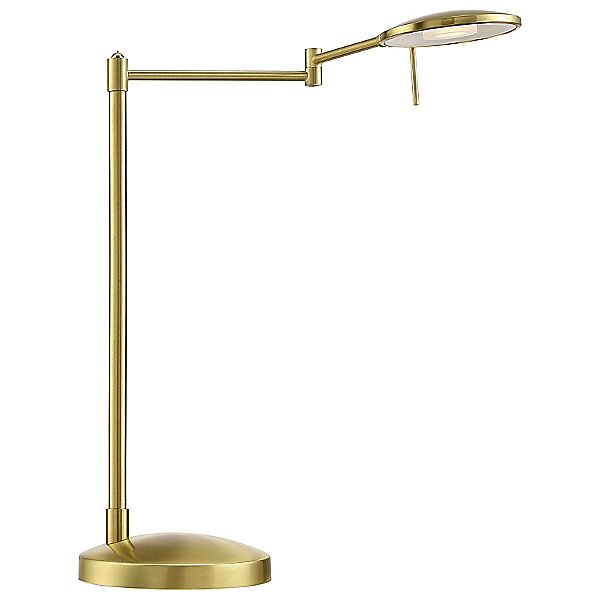 Dessau Turbo Swing Arm Led Table Lamp, Antique Brass Metal Adjustable Pole Pharmacy Desk Lamp