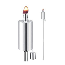 Anywhere Cylinder Stainless Steel Tall Outdoor Garden Torch, 4 Torches