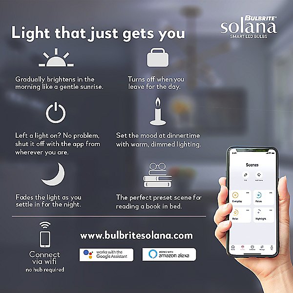 8W 120V ST18 E26 Filament Solana Smart LED Bulb