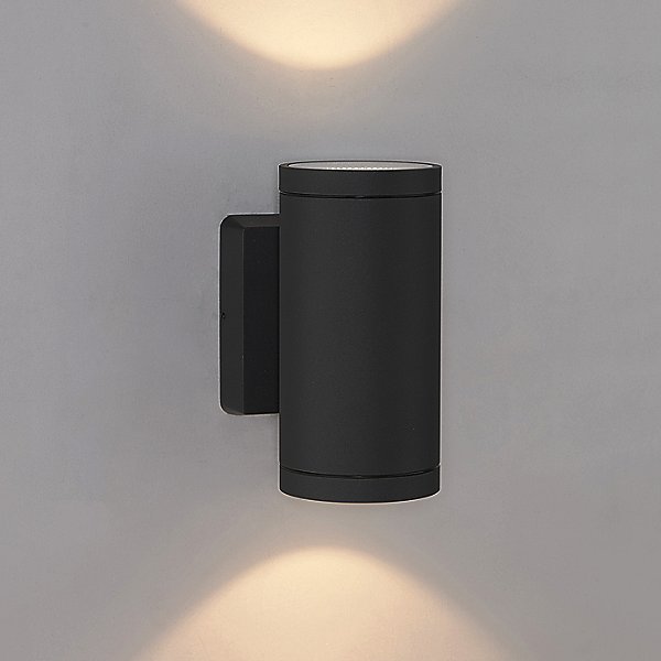 Cylinder with Flat Rim Artisan Glass Shade in Weave Fusion Embark 1-Light Outdoor Wall Sconce Matte Black Finish 
