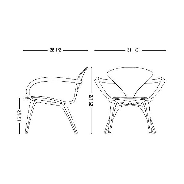 Cherner Seat and Back Upholstered Lounge Armchair