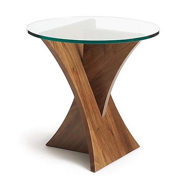 Planes Round Glass Top End Table, Round Side Table With Glass Top