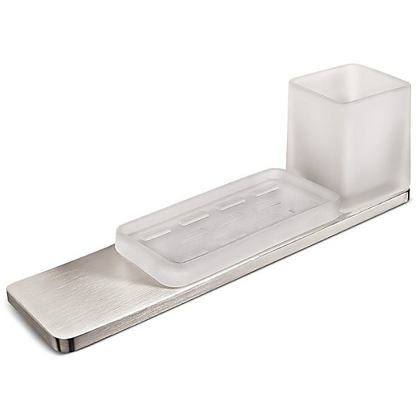 Harmoni Wall Mounted Holder with Soap Dish and Tumbler with Shelf
