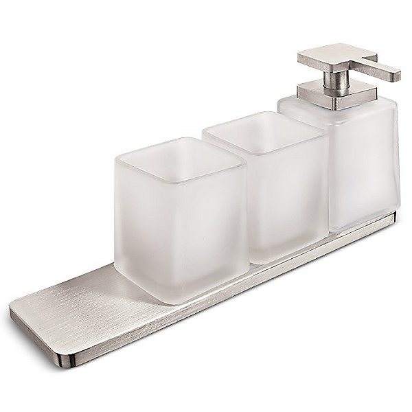 Harmoni Soap Dispenser and Two Tumblers with Shelf