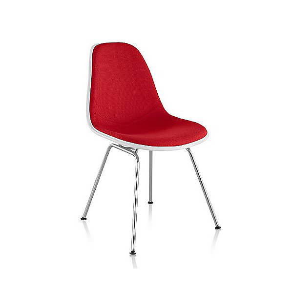 Eames Molded Plastic Side Chair with 4-Leg Base, Upholstered
