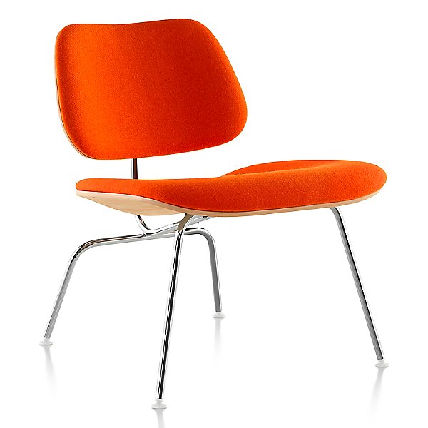 Eames Molded Plywood Lounge Chair with Metal Legs, Upholstered