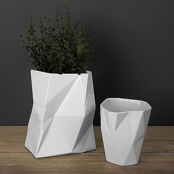 Facet Ceramic Vase, Set of 2