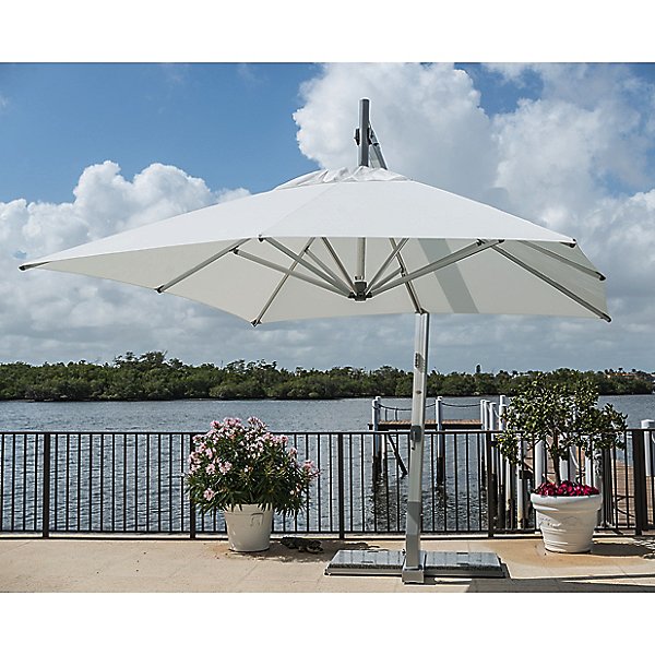Hurricane Square Side Wind Aluminum Cantilever Umbrella With Base, 11 Ft.