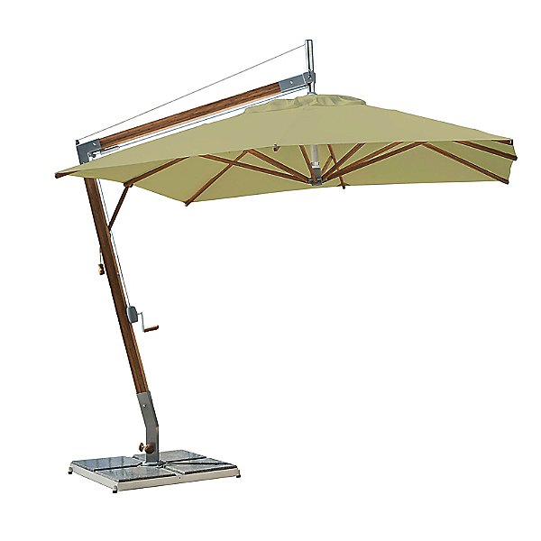 Sirocco Square Side Wind Bamboo Cantilever Umbrella With Base