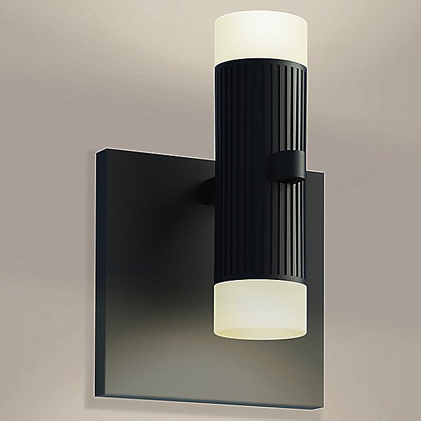 Suspenders Standard Single LED Wall Sconce - Bar-Mounted Duplex Cylinder / Glass Diffuser
