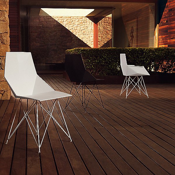 Faz Outdoor Side Chair with Steel Base Set of 4
