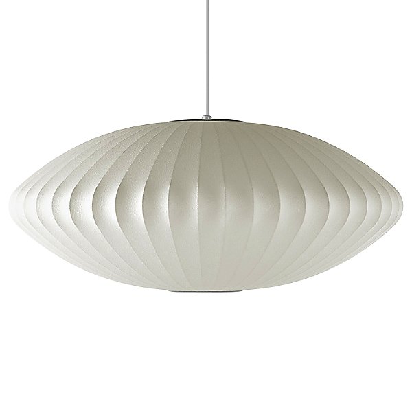 Nelson Saucer Bubble Pendant by George Nelson Color White Finish White with Brushed Nickel Trim H763SBNS
