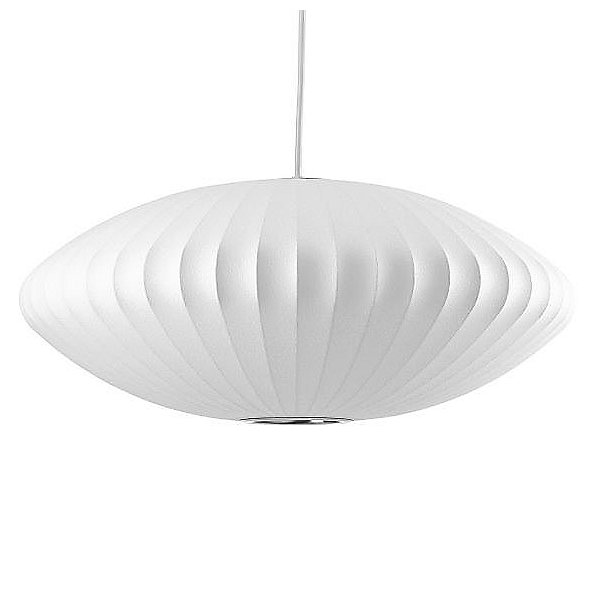 Nelson Saucer Bubble Pendant by George Nelson Color White Finish White with Brushed Nickel Trim H763MBNS