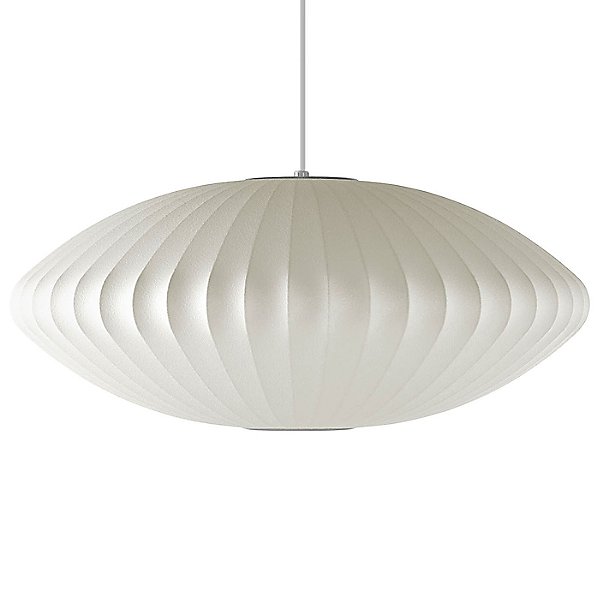 Nelson Saucer Bubble Pendant by George Nelson Color White Finish White with Brushed Nickel Trim H763LBNS
