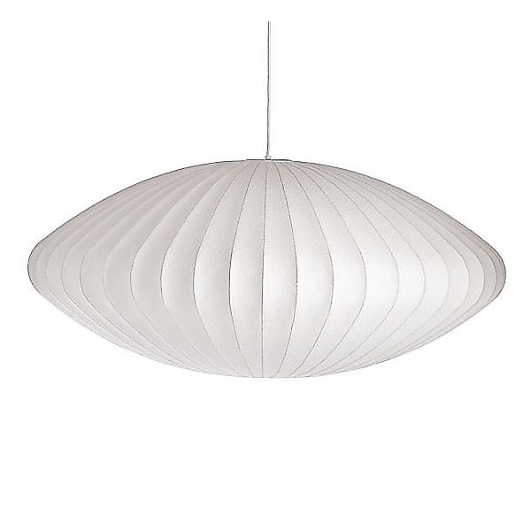 Nelson Saucer Bubble Pendant by George Nelson Color White Finish White with Brushed Nickel Trim H763XLBNS