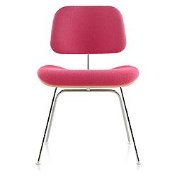Eames Molded Plywood Dining Chair with Metal Legs, Upholstered