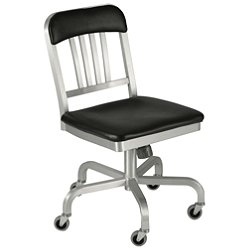Navy Semi-Upholstered Swivel Chair