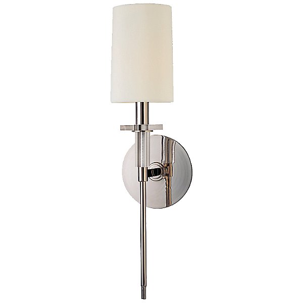 One Light Wall Sconce 5 Inches Wide by 22.25 Inches High Hudson Valley Lighting 6031-PN Gordon Polished Nickel Finish with White Silk Shade 